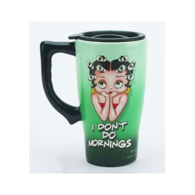 I Don't Do Mornings Betty Boop Ceramic Travel Mug 