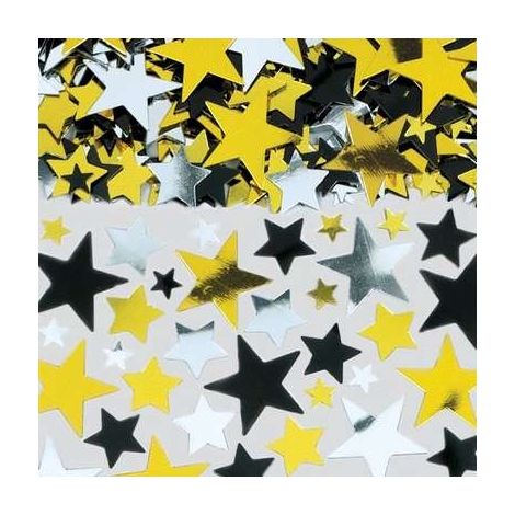  Gold, Black & Silver Metallic Star Big Pack Confetti