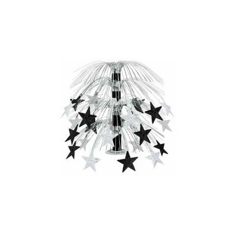  Cascading Stars Centerpiece - Black & Silver