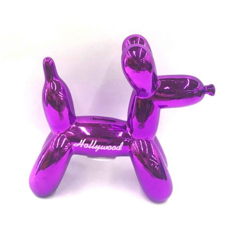 Metallic Balloon Dog Coin Bank Pink 