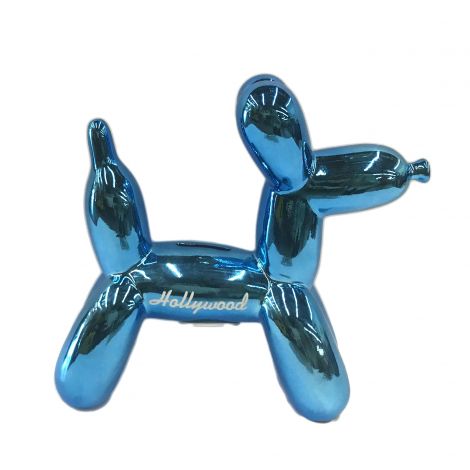 Metallic Balloon Dog Coin Bank Blue 