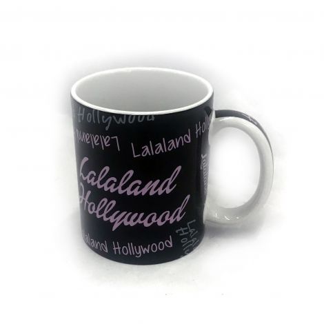 LALA LAND Hollywood black coffee mug Writing variations 