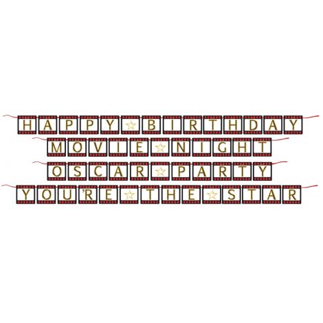  Hollywood Banner Film Strip Letters on Red Ribbon 