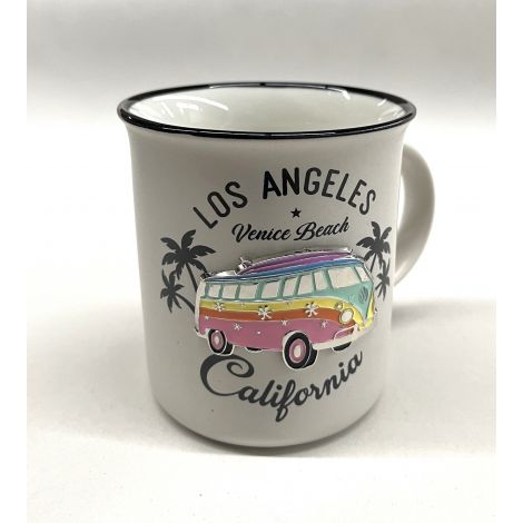  White LA mug Metal Plate rainbow