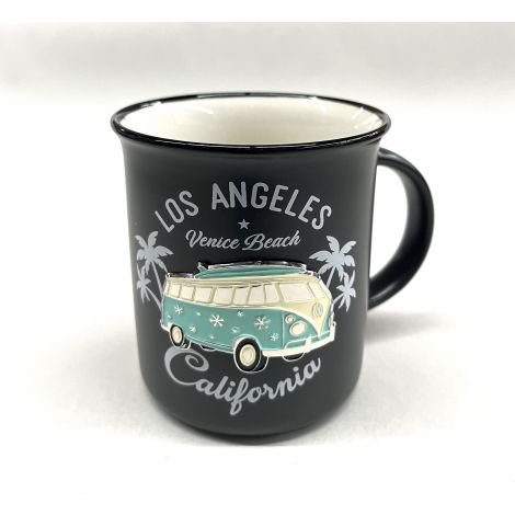  Black LA mug Metal Plate white and Teal