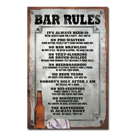  Bar rules poster