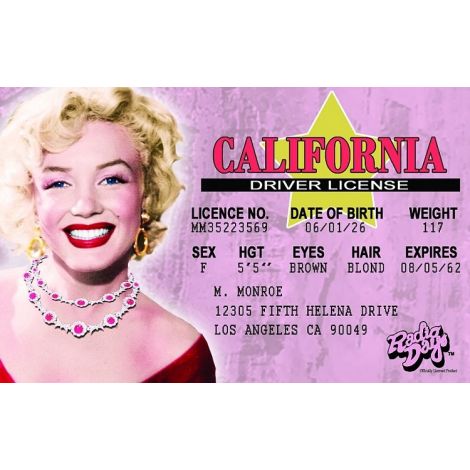  Marilyn Monroe Novelty Driver License