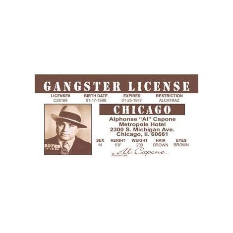  Al Capone gangster's license.