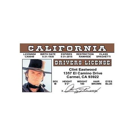  Clint Eastwood driver license.