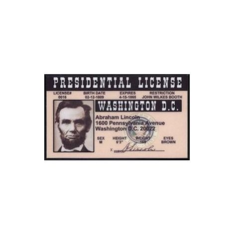  Abraham Lincoln presidential license.