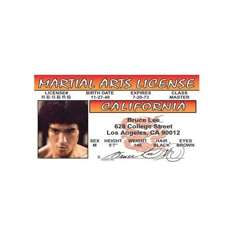  Bruce Lee Martial Arts driver License