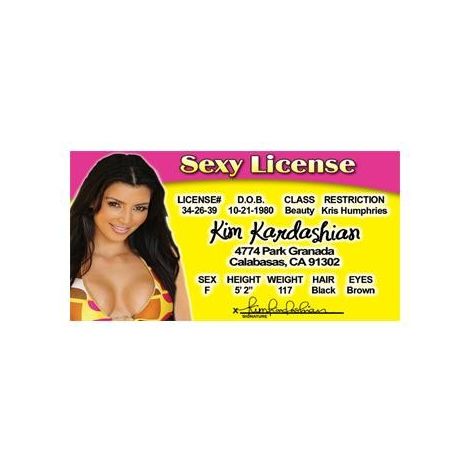  Kim Kardashian Sexy Driver license