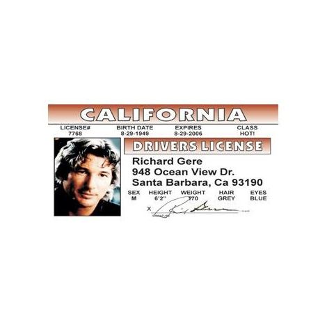  Richard Gere Driver License