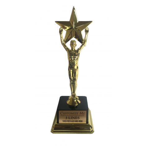 Customize Large star trophy with a square base 