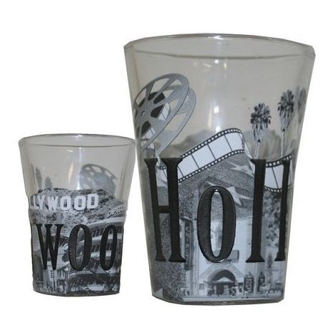  Hollywood Etched Black And White Shot Glass