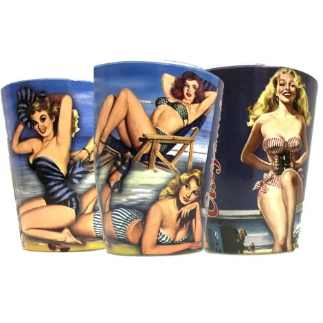  Girls in the beach California shot glass 