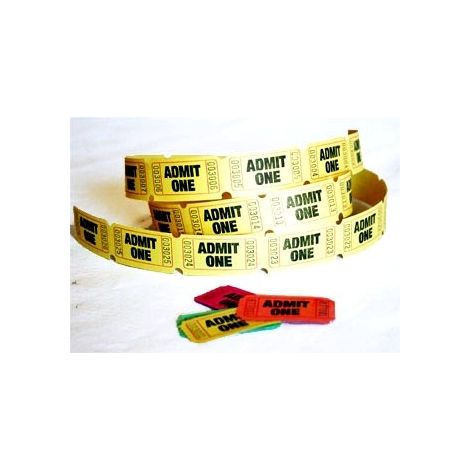  Admit One Tickets Yellow (Roll of 65)