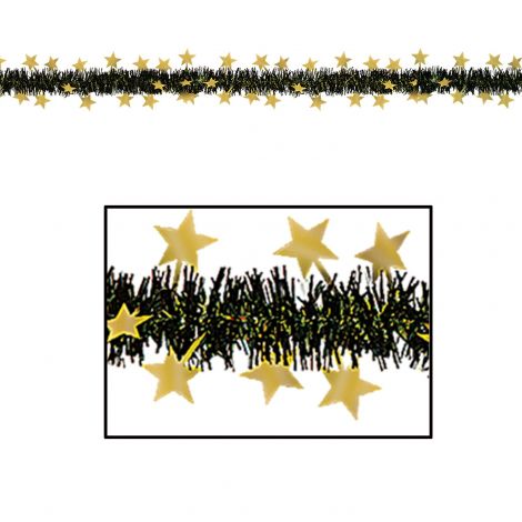  Star Garland in Black and Gold Metallic