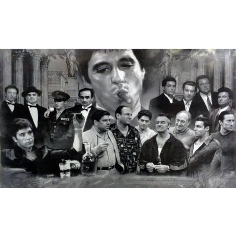  Black and White Gangsters Collage Poster