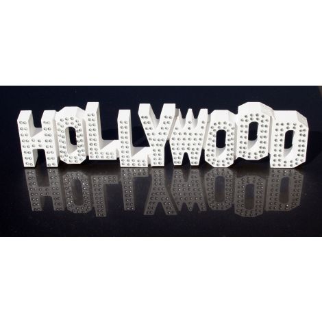  White Wooden Hollywood Sign with rhinestones