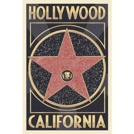  Hollywood Walk of Fame Star Wood Plaque