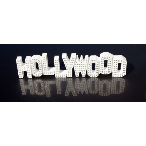  White Wooden Hollywood Sign with Rhinestones