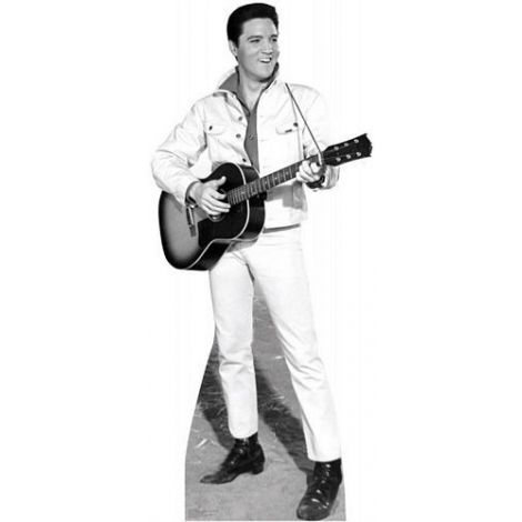 Elvis B&W White Jacket Lifezise Cardboard Cutout #1350