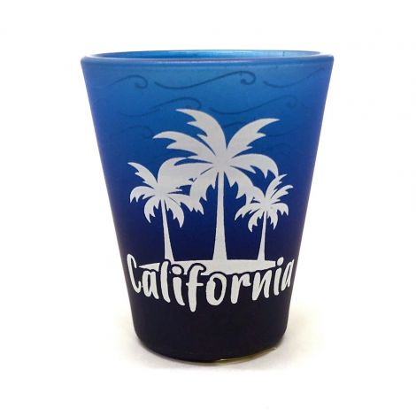  California palm trees Frosted Blue Shot Glass