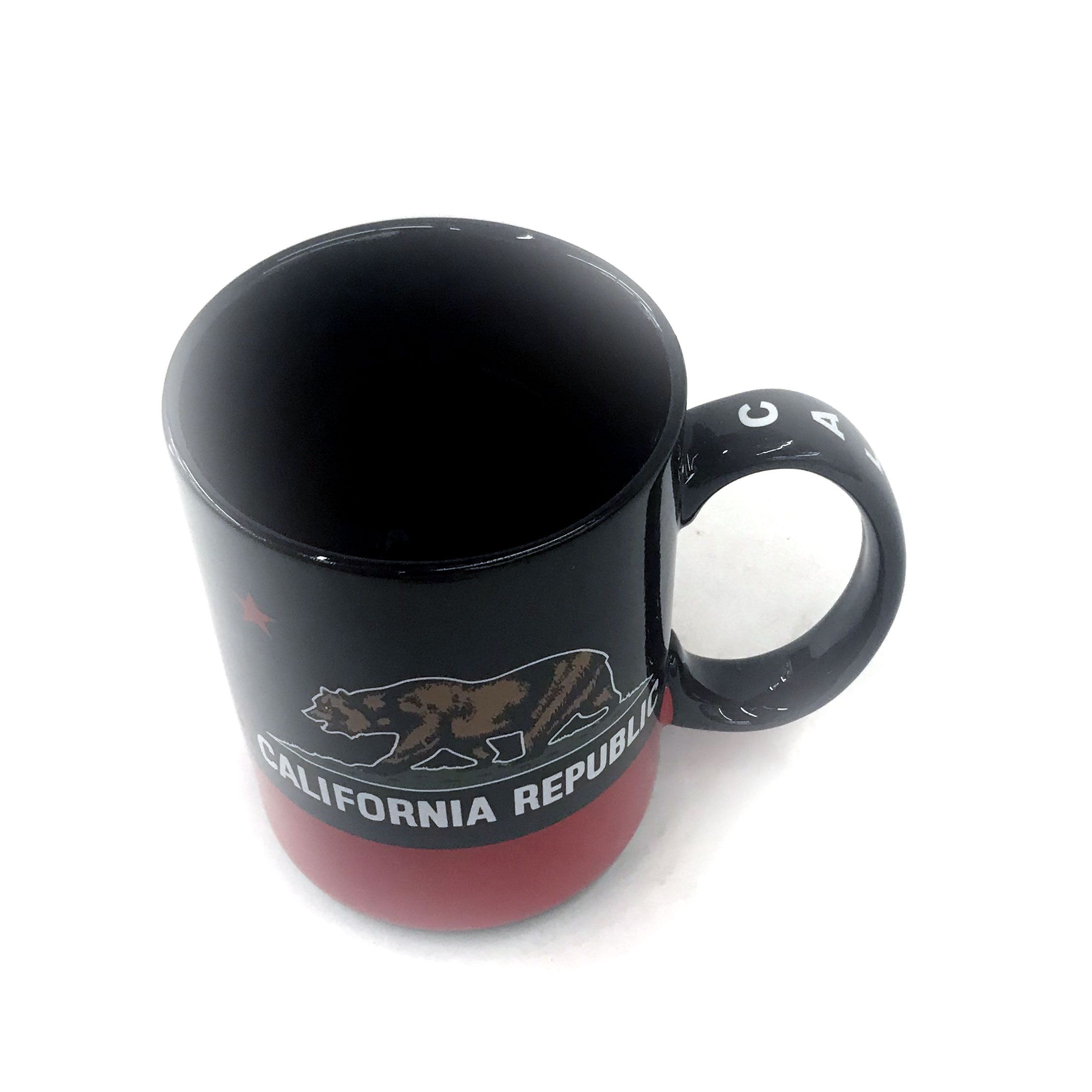 Large Black and Red California Republic Coffee Mug