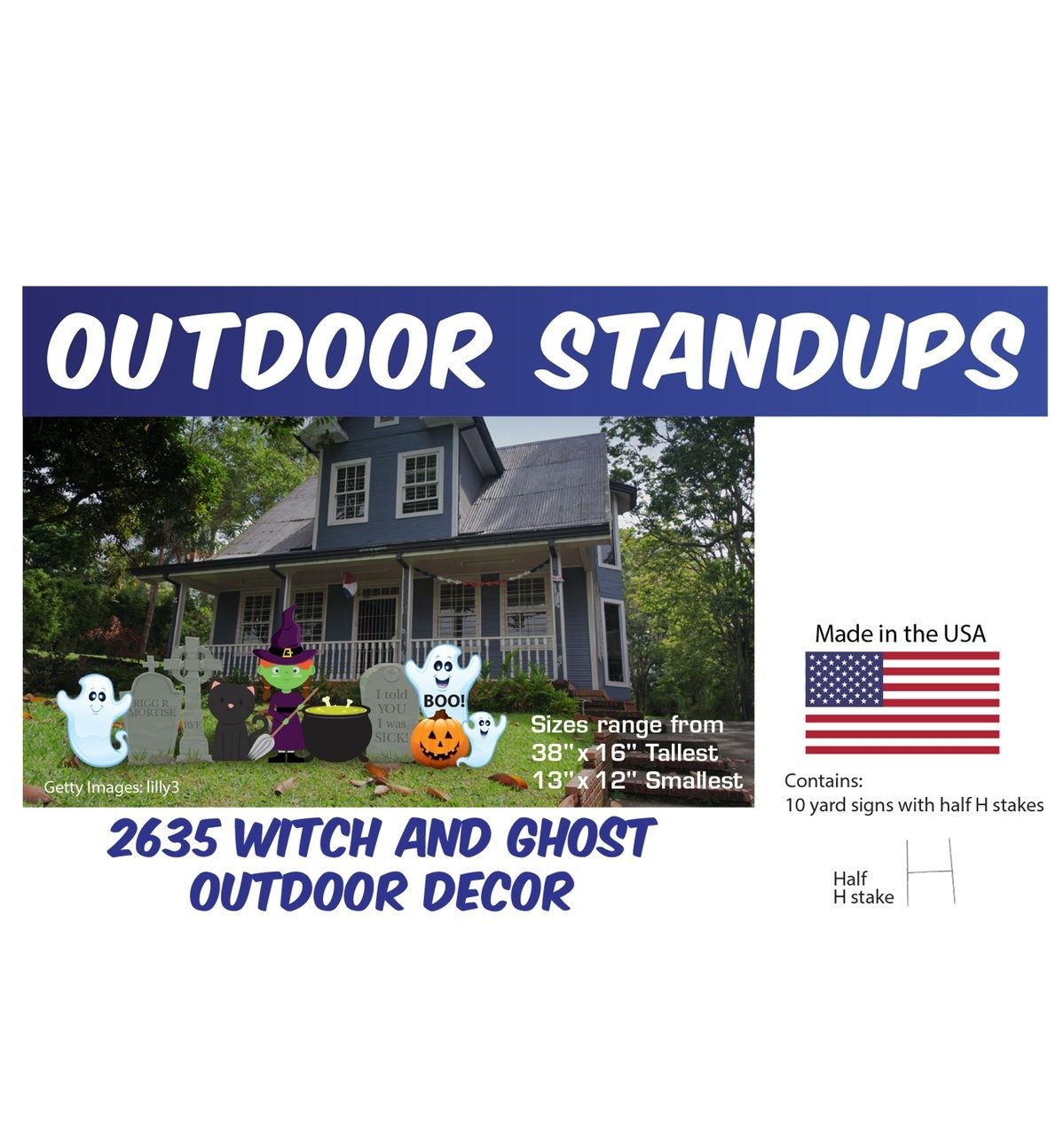 Witch And Ghosts Outdoor Cutout Decor 2635
