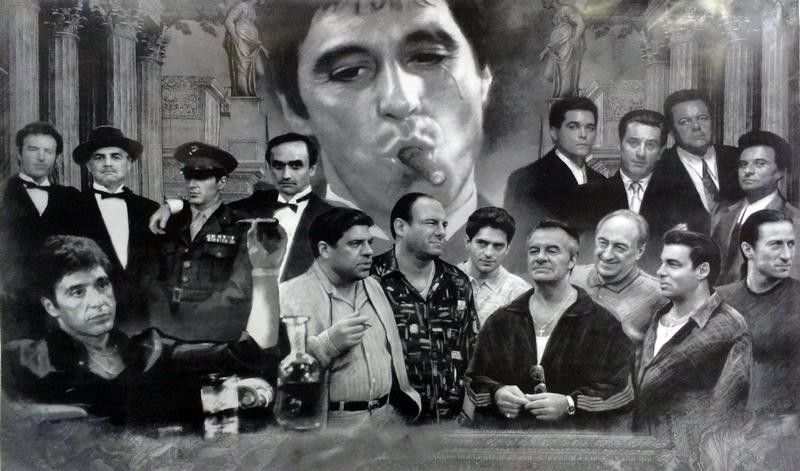 Black and White Gangsters Collage Poster
